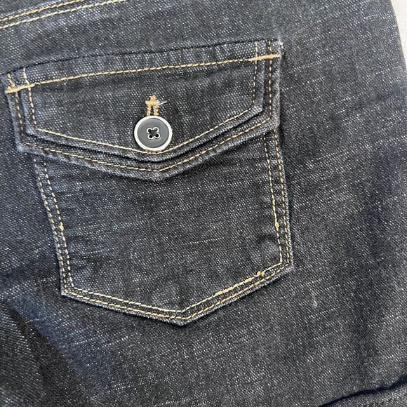 White House Black Market Blanc Denim Jean Shorts Dark Wash Tab Leg Size 00* LG - Picture 7 of 12